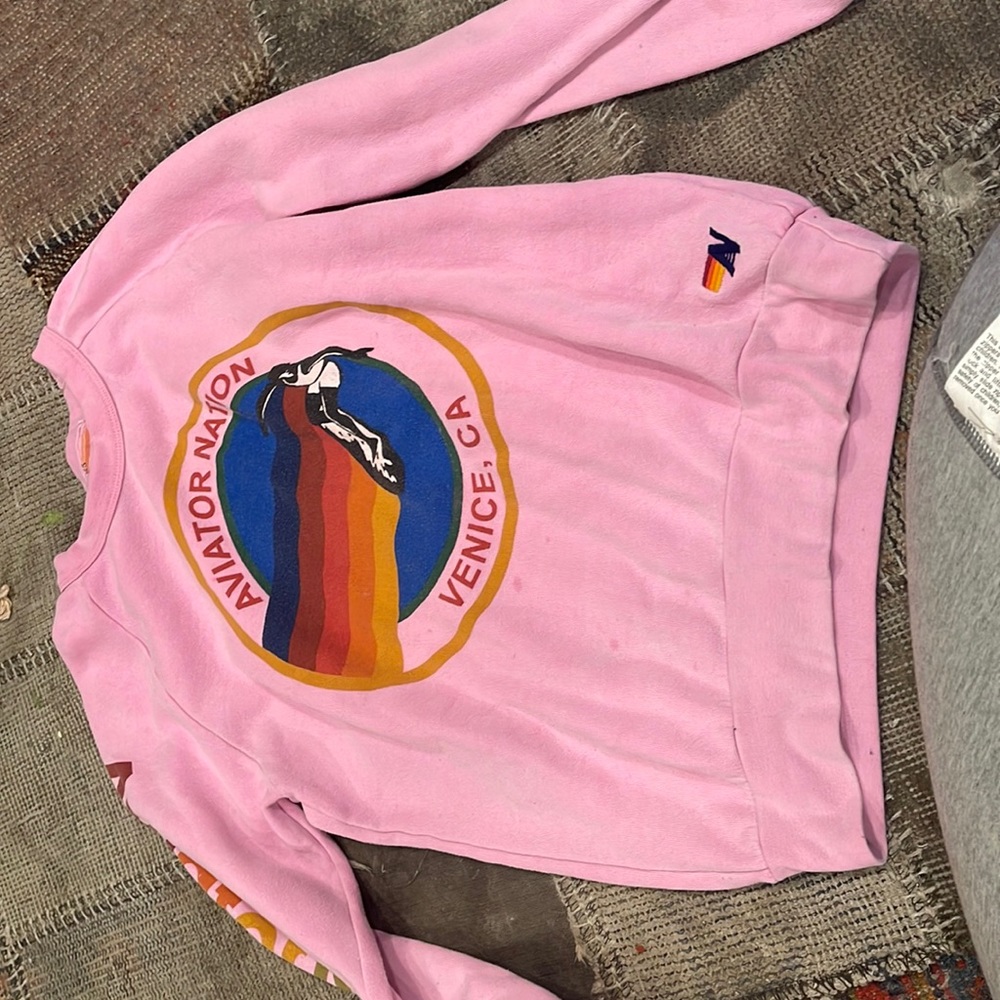 Aviator nation pink circle logo crewneck